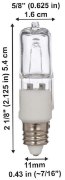 Picture of 100w 1100lm 27K T4 Appliance E11 Mini-Candelabra Clear Halogen SW Dimmable Light Bulb