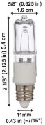 Foto para 100w 1100lm 27K T4 Appliance E11 Mini-Candelabra Clear Halogen SW Dimmable Light Bulb