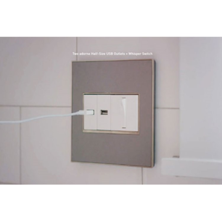 Picture of adorne White 1-Module Half Size USB Type A Charging Outlet