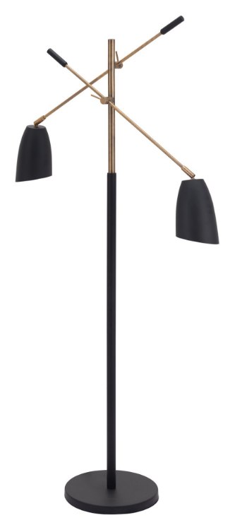 Foto para 80w (2 x 40w) Tanner Matte Black & Brass E12 G50 2-Light Floor Lamp