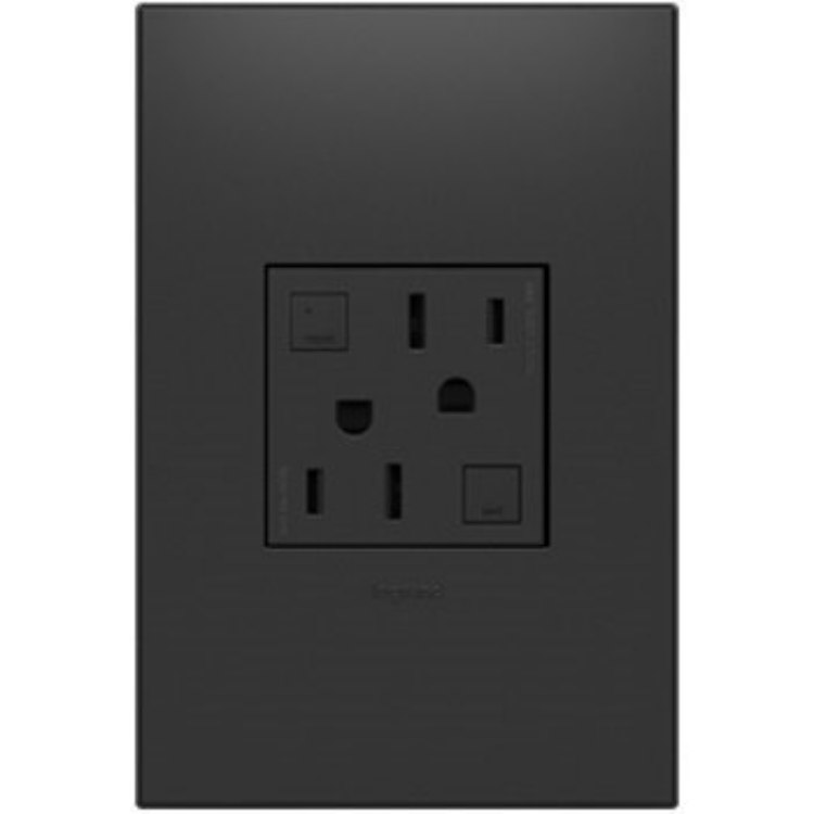 Foto para 15a adorne Graphite 2-Module Size Tamper Resistant GFCI Duplex Outlet
