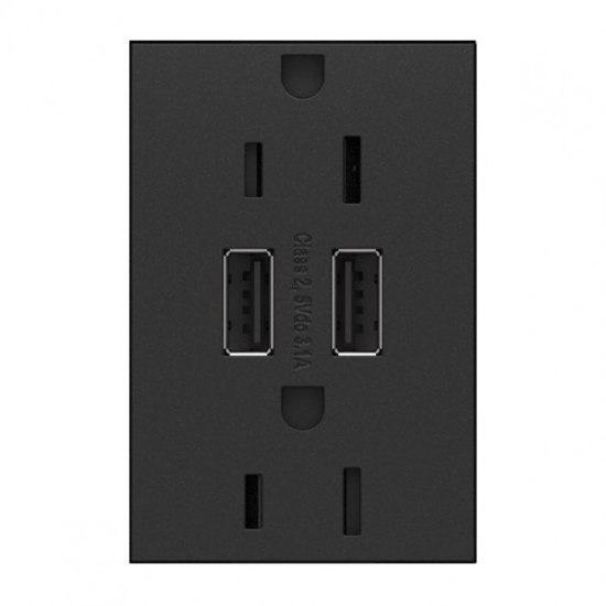 Foto para 15a adorne Graphite Tamper Resistant USB Plus-Size Combo Duplex Outlet