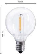 Foto para 1w ≅5w 40lm 22k Clear Globe Candelabra 120v E12 C7 G12.5 (G40) Shatterproof Filament Dimmable SW LED Light Bulb
