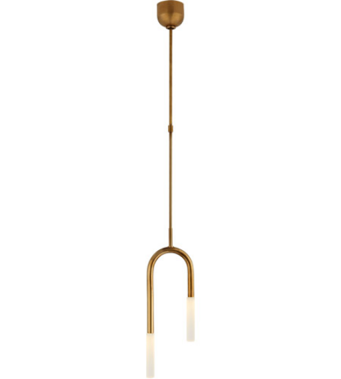 Foto para 9" Rousseau Small Asymmetric Antique-Burnished Brass in Etched Crystal LED Pendant