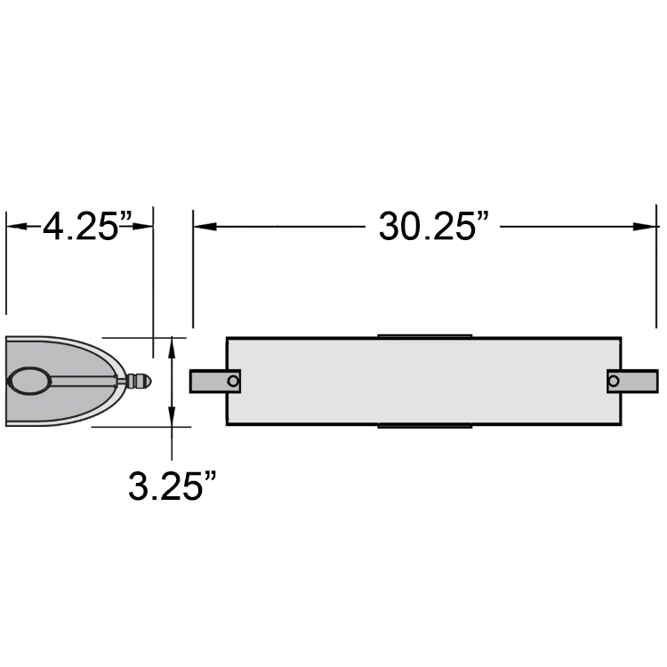 Foto para 26w Vail 30K Module Damp Location Brushed Steel Opal Dimmable WW LED Vanity 30.25"x4.25" (CAN 25.6"x3"x1.25"Ø4.4")