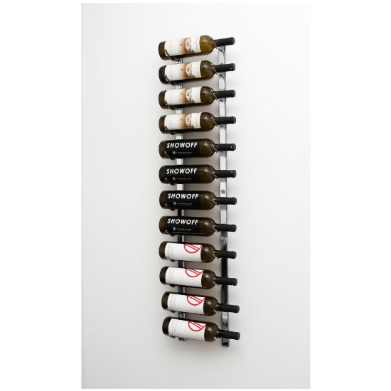Picture of 4' W Series Brushed Nickel 12 Bottle 1-Deep Label-Forward Metal Wall Mounted Wine Rack