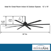 Picture of 84" Xtreme H2O 8-Blades Coal Outdoor Ceiling Fan