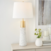 Foto para 29" White & Gold Speckled Ceramic Terrazzo Tall Table Lamp