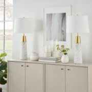 Foto para 29" White & Gold Speckled Ceramic Terrazzo Tall Table Lamp