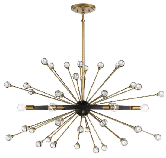 Picture of 37" Ariel Como Black with Gold 6-Light Oval Chandelier