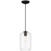 Picture of 7" Clarity Clear Cylinder Black T10 E26 Pendant