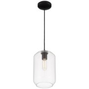 Picture of 7" Clarity Clear Cylinder Black T10 E26 Pendant