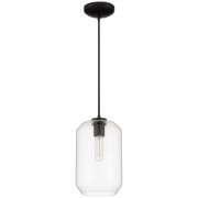 Picture of 7" Clarity Clear Cylinder Black T10 E26 Pendant