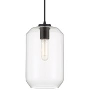 Picture of 7" Clarity Clear Cylinder Black T10 E26 Pendant