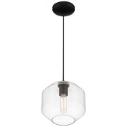 Picture of 10"Clarity Clear Tapered Cylinder Black Pendant