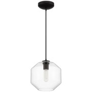 Foto para 10"Clarity Clear Tapered Cylinder Black Pendant