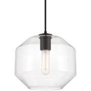 Foto para 10"Clarity Clear Tapered Cylinder Black Pendant