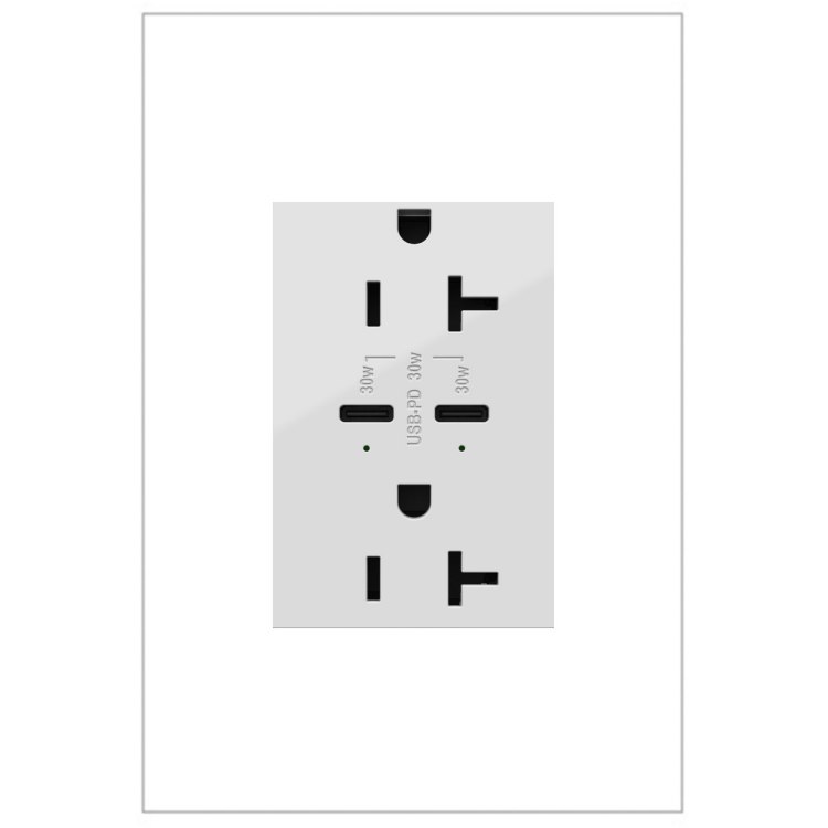Foto para 20a adorne White Tamper-Resistant Ultra-Fast Plus-Size USB Type-C/C Combo Duplex Outlet