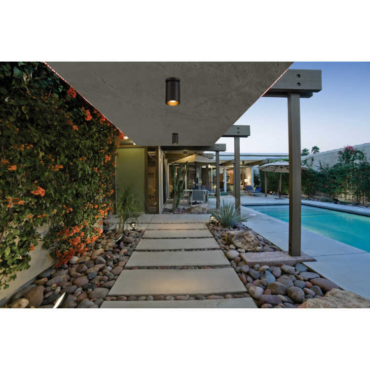 Foto para 5" Pint Matte Black Outdoor Dim LED Semi Flush