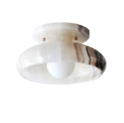 Picture of 10" Piedra Tala B+W Onyx Brushed Brass 1-Light Flush Mount Ceiling Light